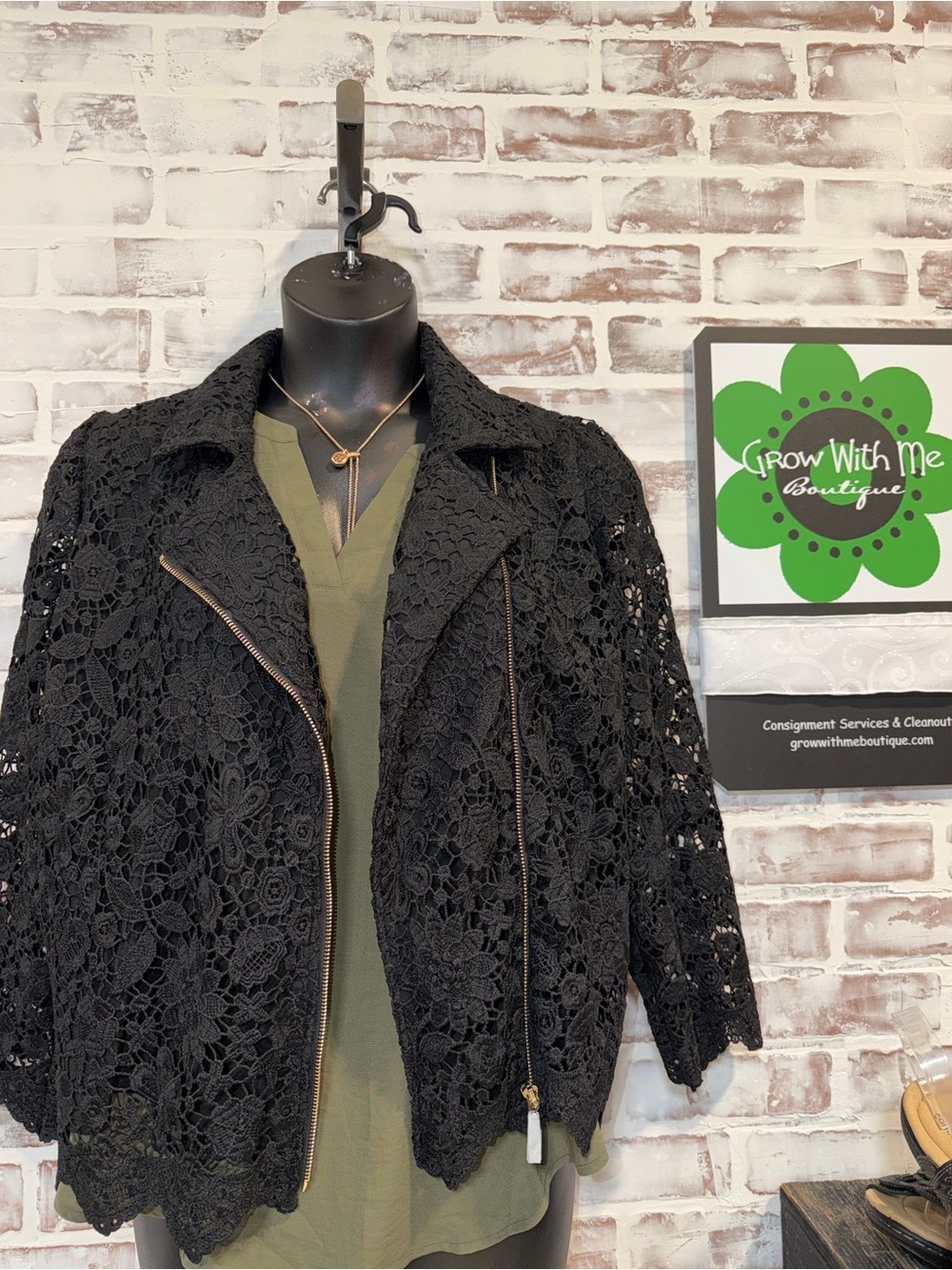 Susan Graver Black Crochet Lace Jacket